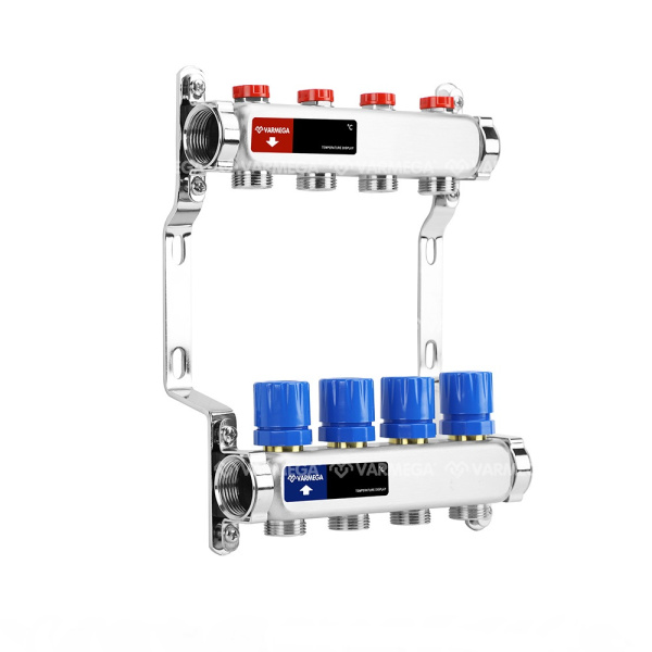 Коллекторная группа (без расходомеров) 4 выхода 1"x3/4"ЕК VARMEGA