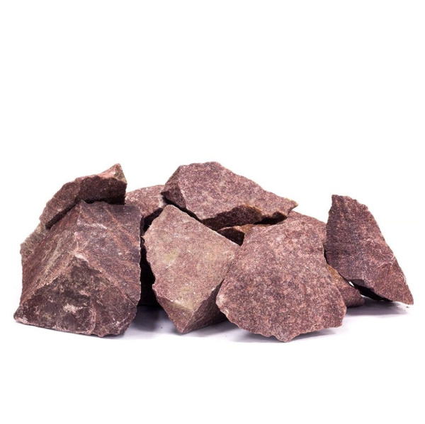 Камень Кварцит малиновый (колотый, коробка 20 кг, фракция 70-150 мм)