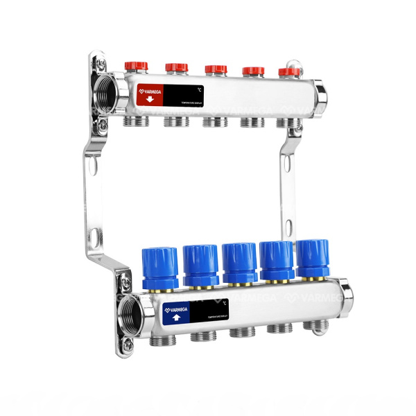 Коллекторная группа (без расходомеров) 5 выходов 1"x3/4"ЕК VARMEGA