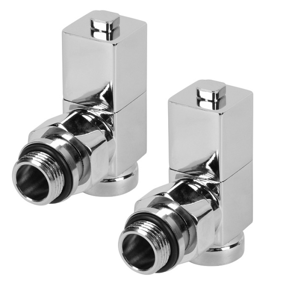 Набор дизайн-вентилей CUBE, угловой (хром) 1/2" Royal Thermo
