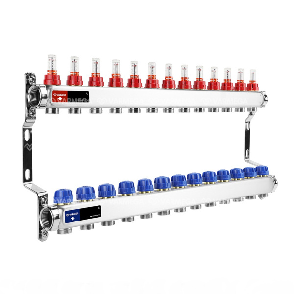 Коллекторная группа (c расходомерами) 13 выходов 1"x3/4"ЕК VARMEGA