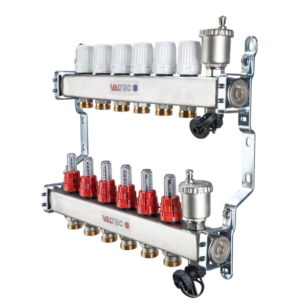 Коллекторная группа (c расходомерами) 3 выхода 1"x3/4"ЕК VALTEC